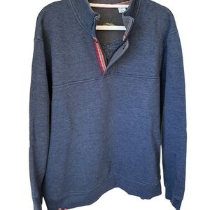 Orvis Men's Navy Blue Quarter-Zip Sweater with Red Trim